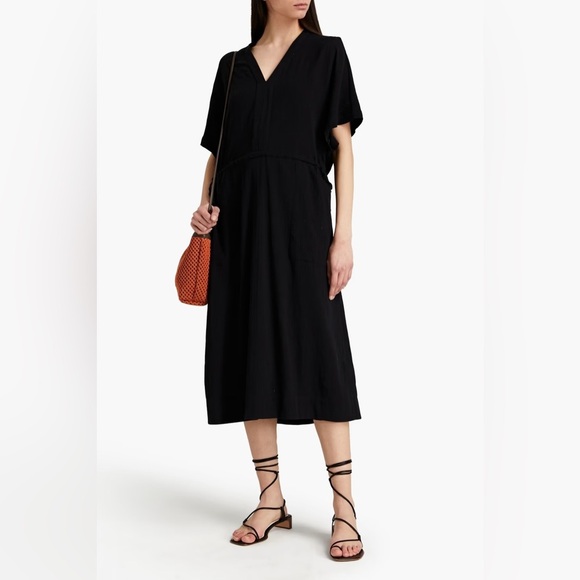 rag & bone Dresses & Skirts - Rag And Bone Elegant Gathered Cotton Black Midi Dress